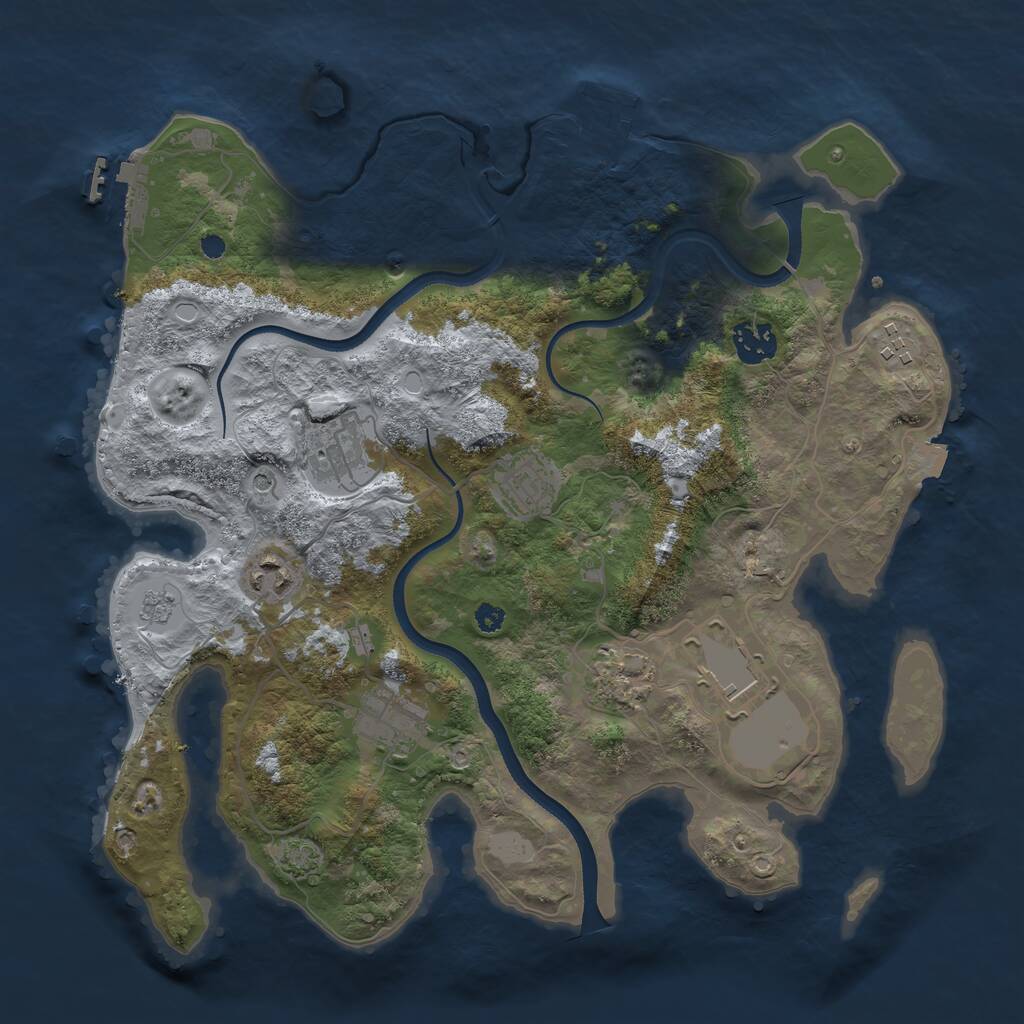 Rust Map: Procedural Map, Size: 3500, Seed: 1116174947, 14 Monuments