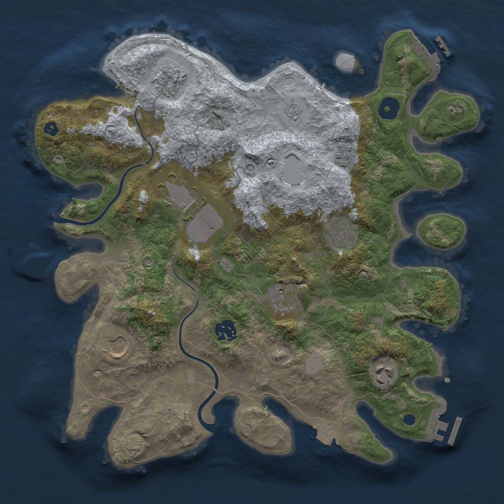 Rust Map: Procedural Map, Size: 3500, Seed: 64541654, 14 Monuments