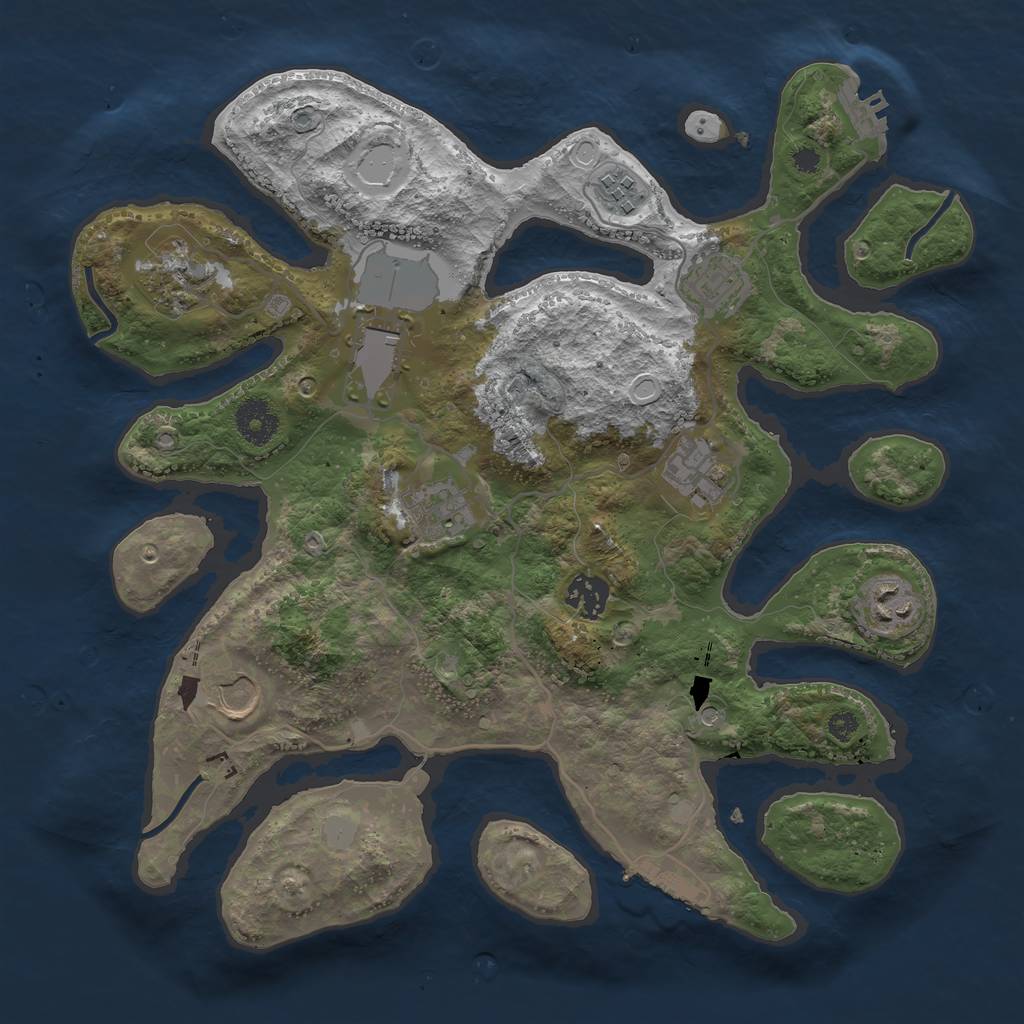 Rust Map: Procedural Map, Size: 3500, Seed: 64541654, 17 Monuments