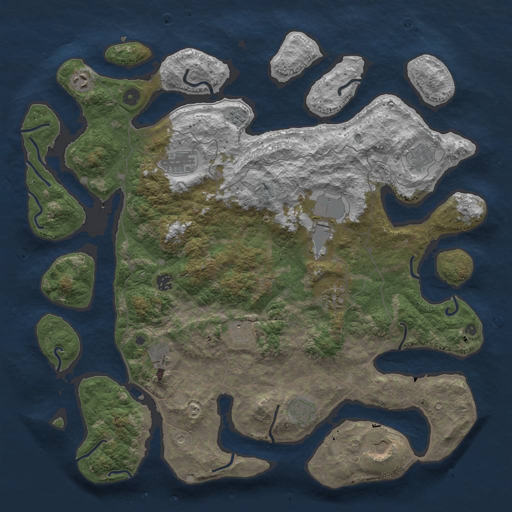 Rust Map: Procedural Map, Size: 4500, Seed: 1965827, 14 Monuments