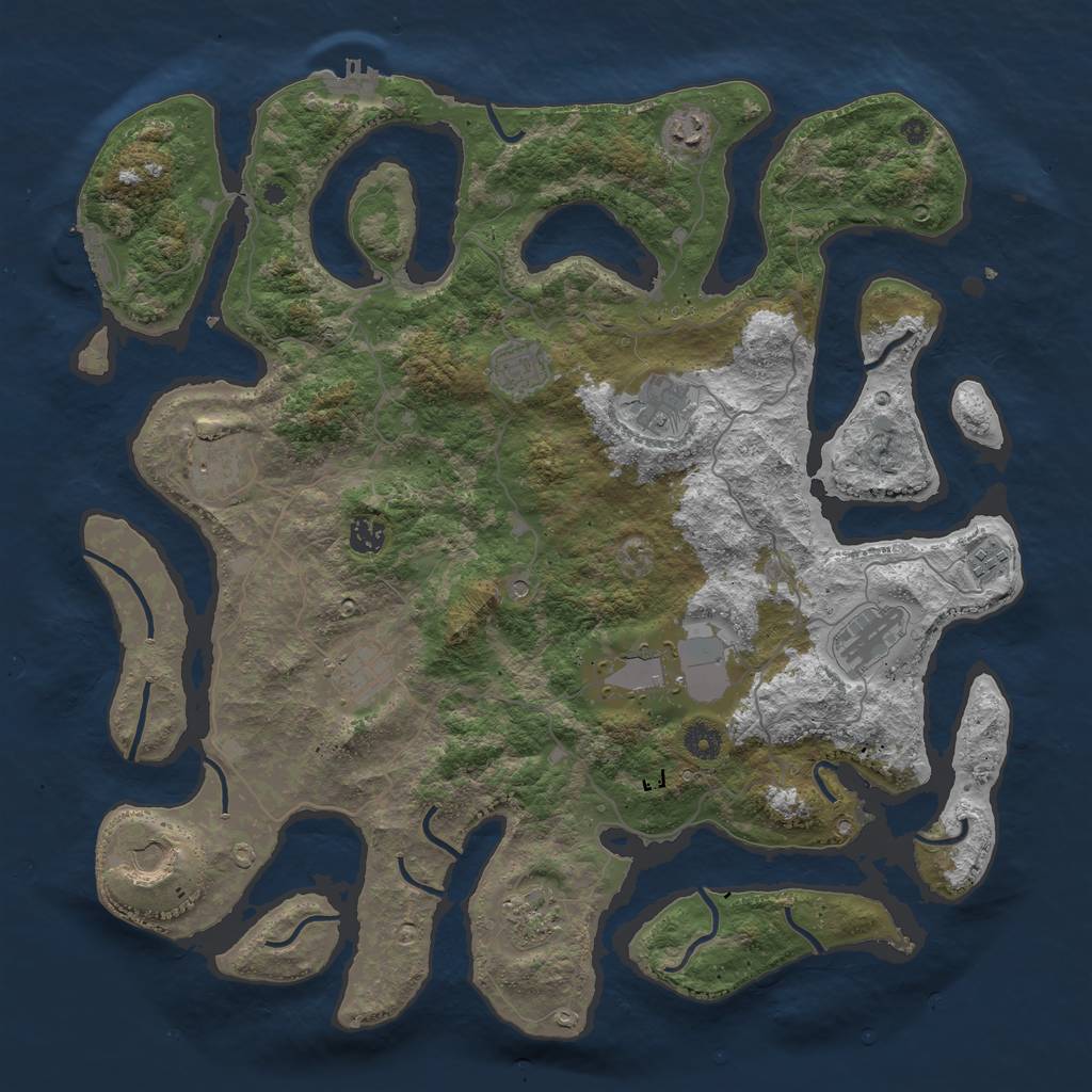 Rust Map: Procedural Map, Size: 4369, Seed: 420, 16 Monuments
