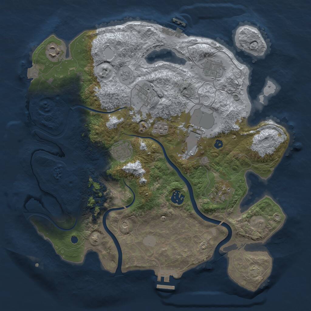 Rust Map: Procedural Map, Size: 3500, Seed: 17801, 14 Monuments