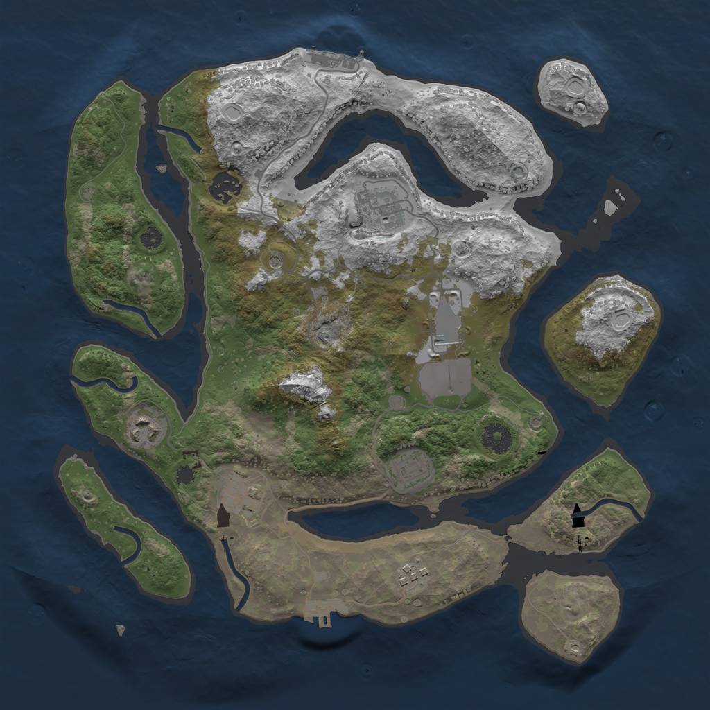 Rust Map: Procedural Map, Size: 3500, Seed: 17801, 15 Monuments