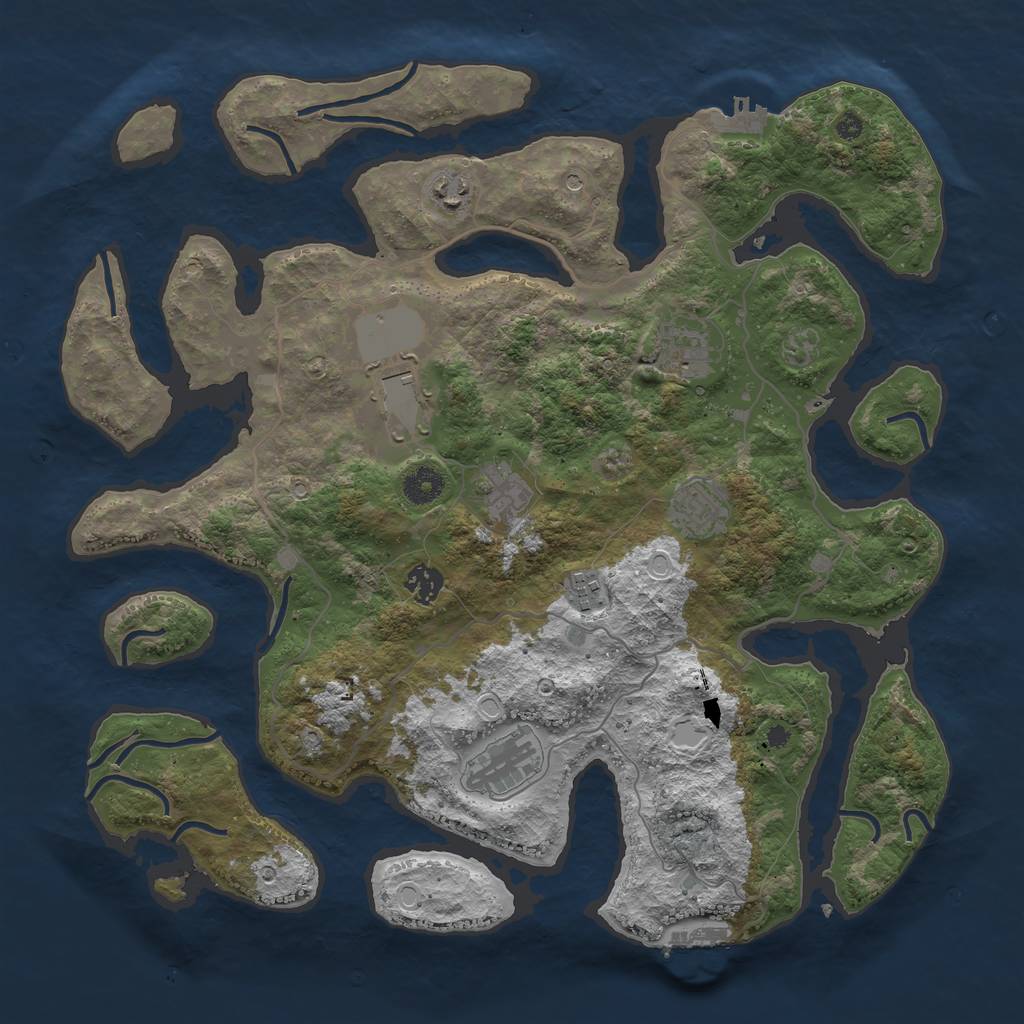 Rust Map: Procedural Map, Size: 4000, Seed: 142354595, 16 Monuments