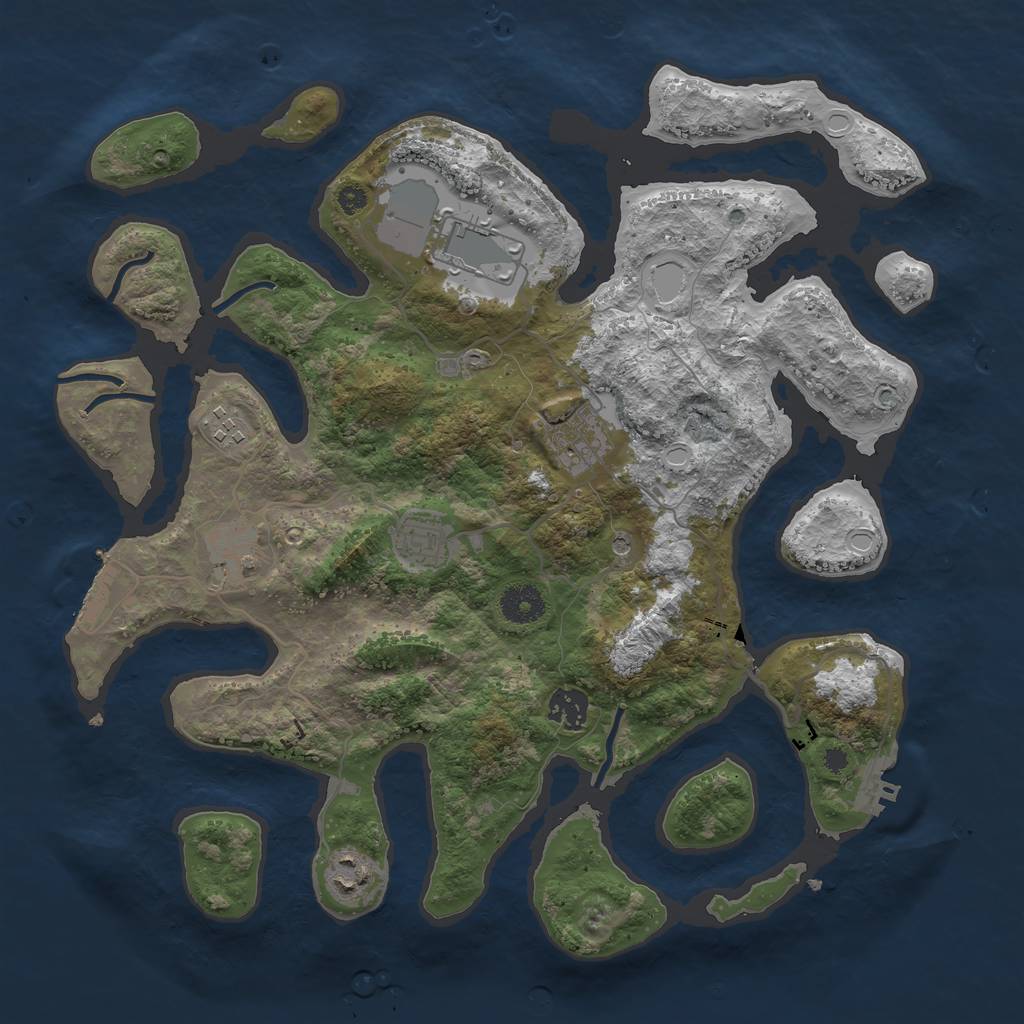 Rust Map: Procedural Map, Size: 3700, Seed: 23513, 18 Monuments
