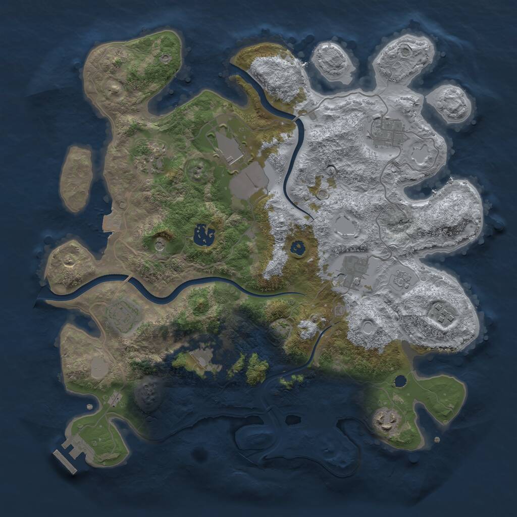 Rust Map: Procedural Map, Size: 3500, Seed: 129112020, 14 Monuments