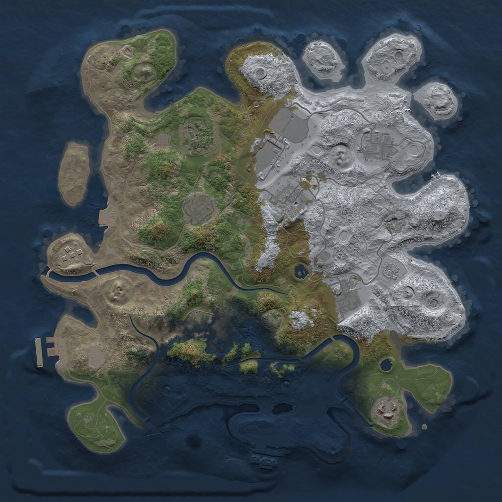 Rust Map: Procedural Map, Size: 3500, Seed: 129112020, 15 Monuments