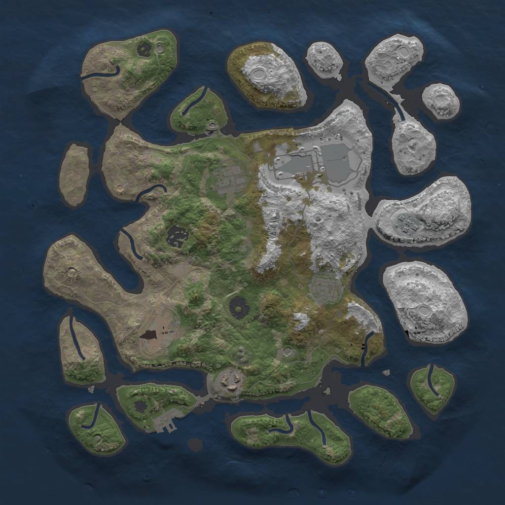 Rust Map: Procedural Map, Size: 3500, Seed: 129112020, 14 Monuments
