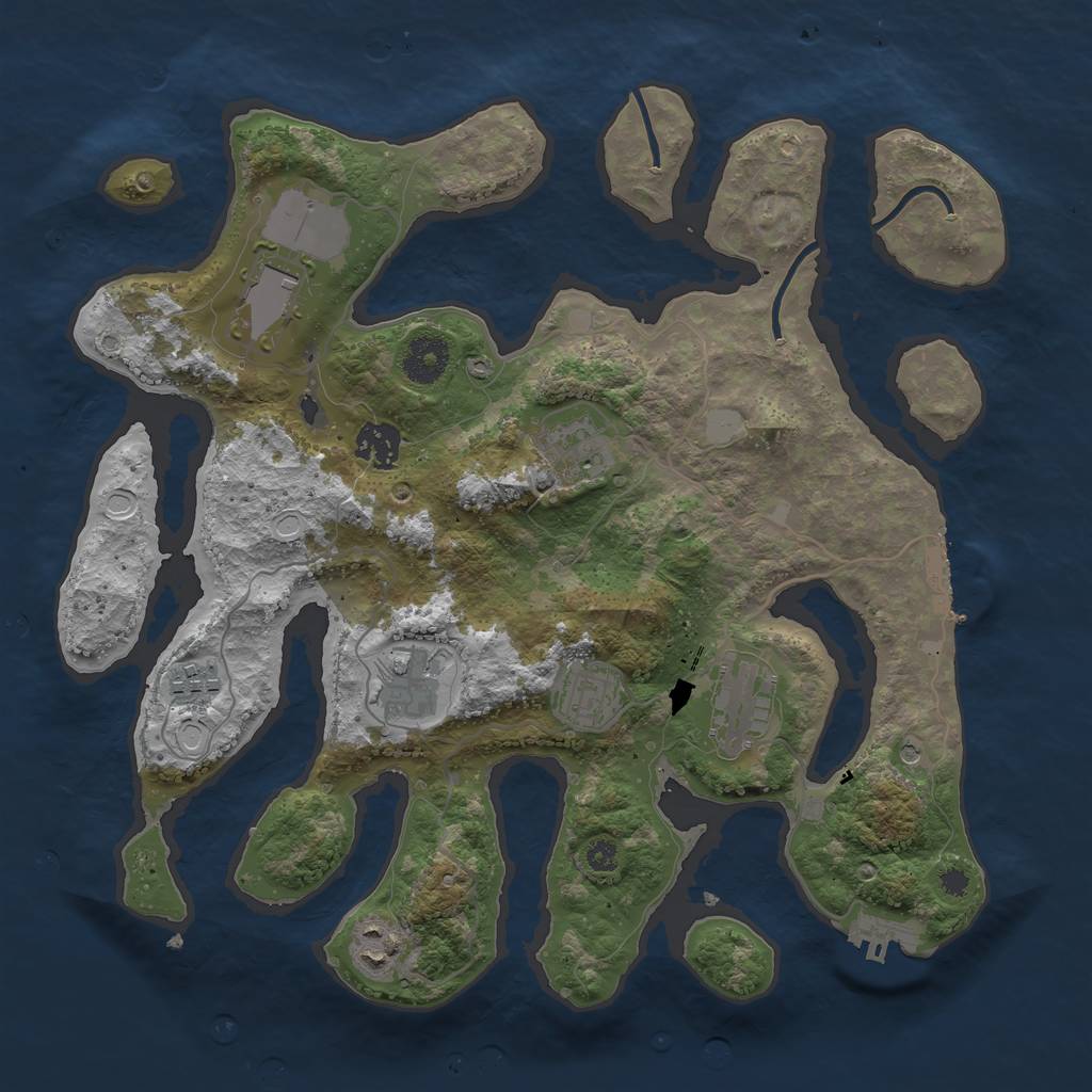 Rust Map: Procedural Map, Size: 3500, Seed: 2140839041, 16 Monuments