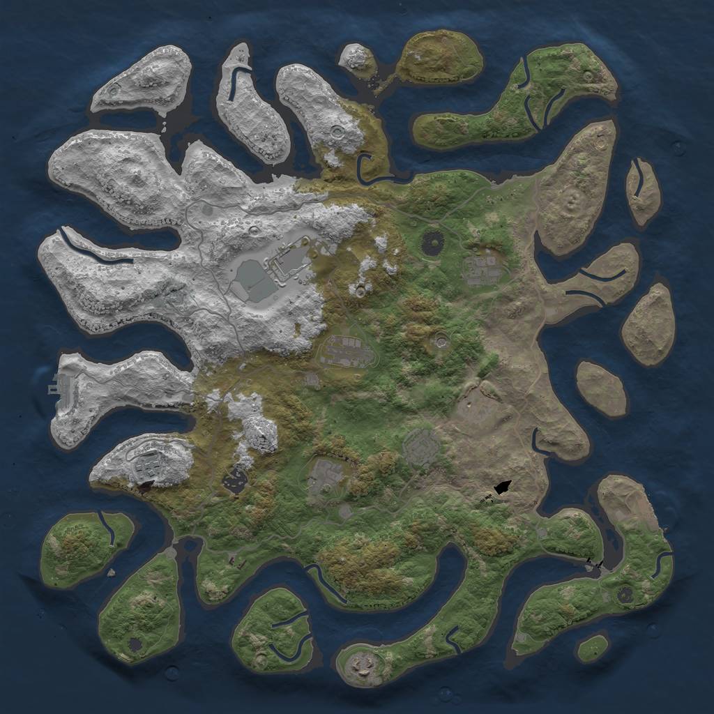 Rust Map: Procedural Map, Size: 4500, Seed: 4578, 14 Monuments