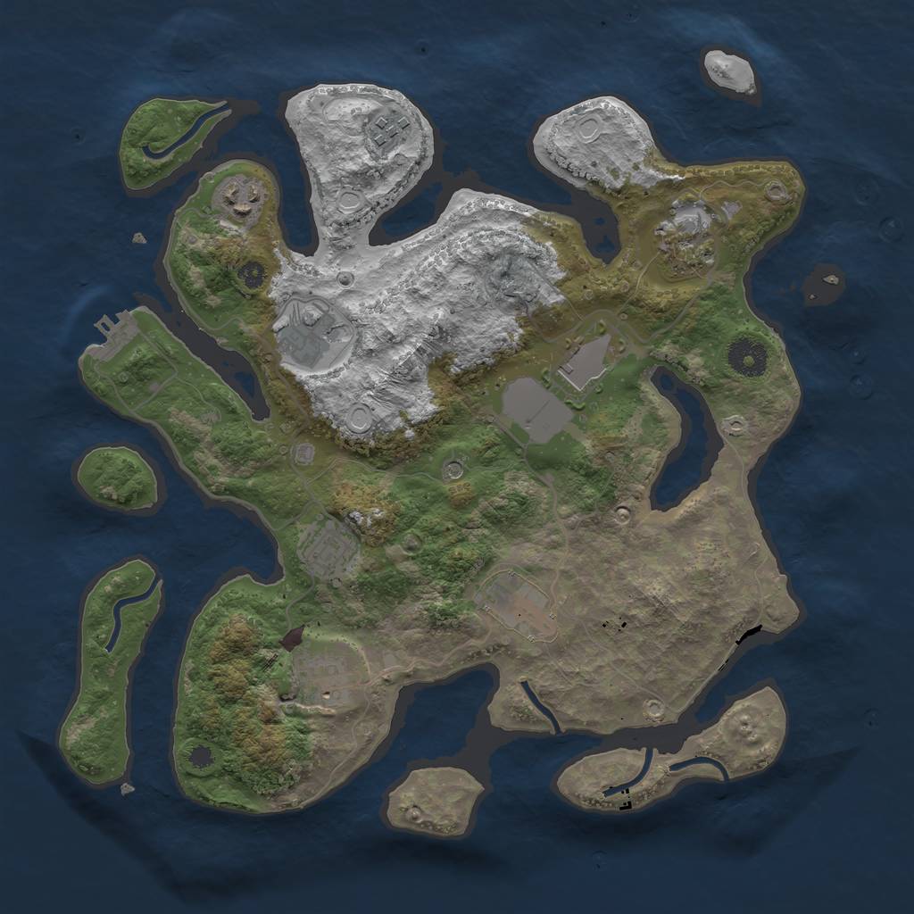 Rust Map: Procedural Map, Size: 3500, Seed: 880928043, 15 Monuments