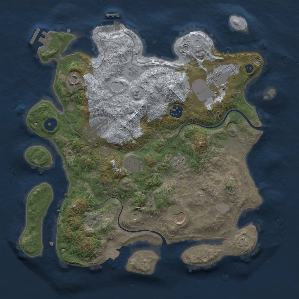 Rust Map: Procedural Map, Size: 3500, Seed: 880928043, 13 Monuments