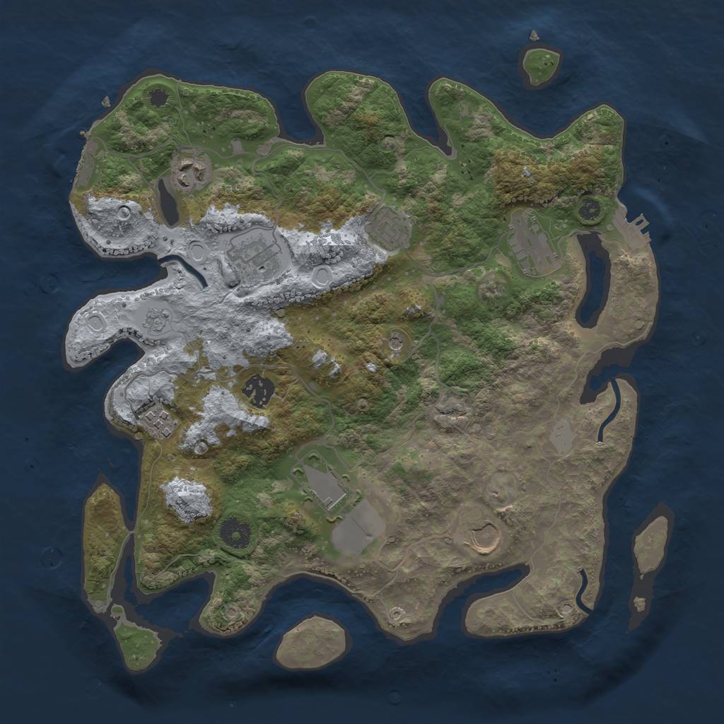 Rust Map: Procedural Map, Size: 3500, Seed: 3526, 15 Monuments