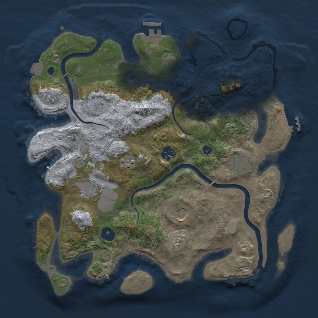 Rust Map: Procedural Map, Size: 3500, Seed: 3526, 10 Monuments