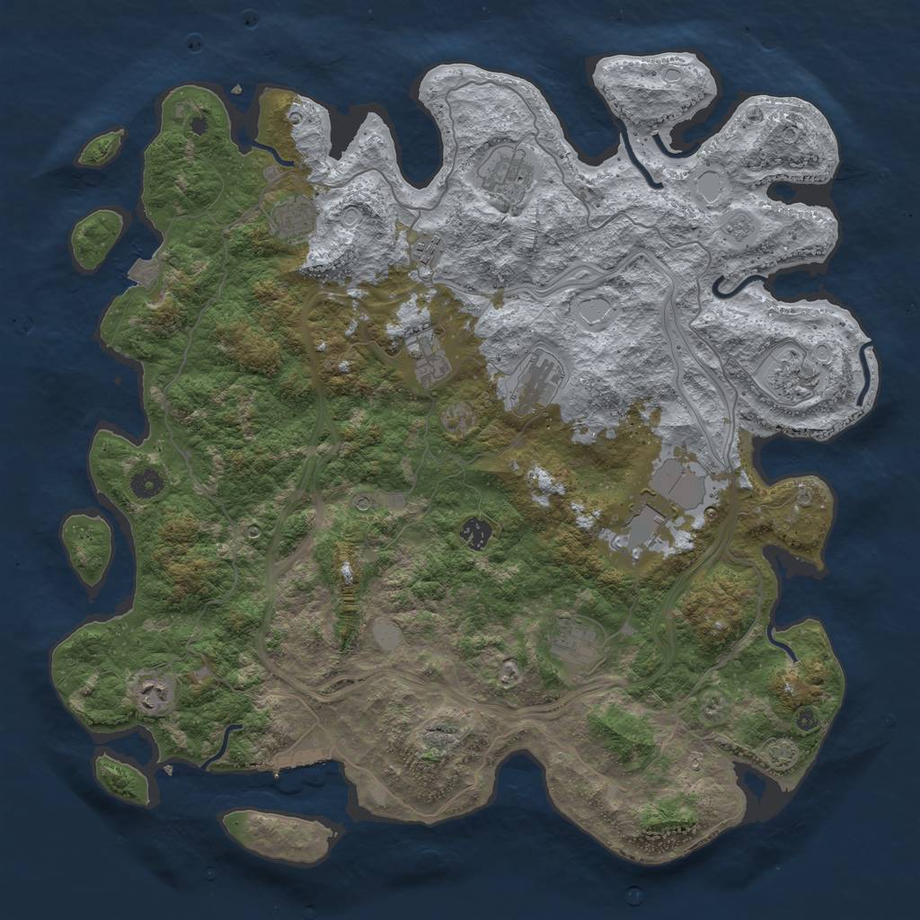 Rust Map: Procedural Map, Size: 4500, Seed: 35932, 17 Monuments
