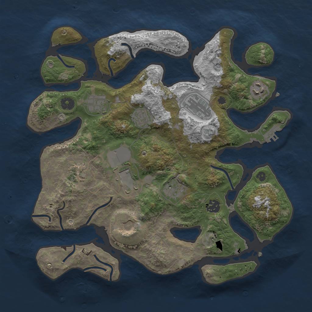 Rust Map: Procedural Map, Size: 3500, Seed: 1051121280, 13 Monuments