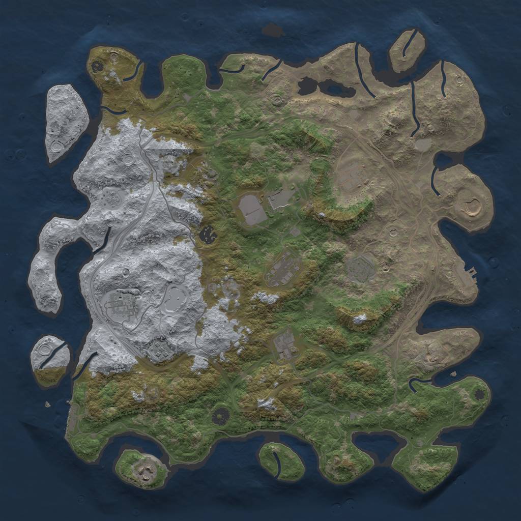 Rust Map: Procedural Map, Size: 4500, Seed: 3221213, 18 Monuments