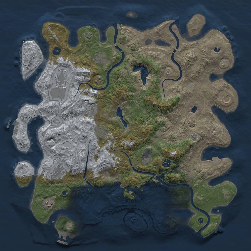 Rust Map: Procedural Map, Size: 4500, Seed: 3221213, 16 Monuments