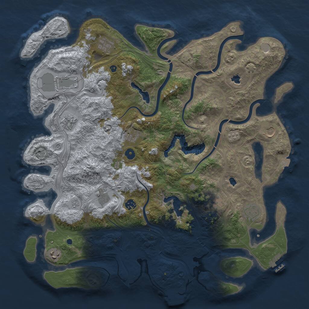 Rust Map: Procedural Map, Size: 4500, Seed: 2144976068, 17 Monuments