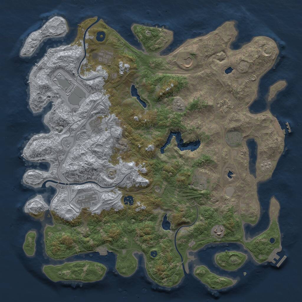 Rust Map: Procedural Map, Size: 4500, Seed: 2144976068, 17 Monuments