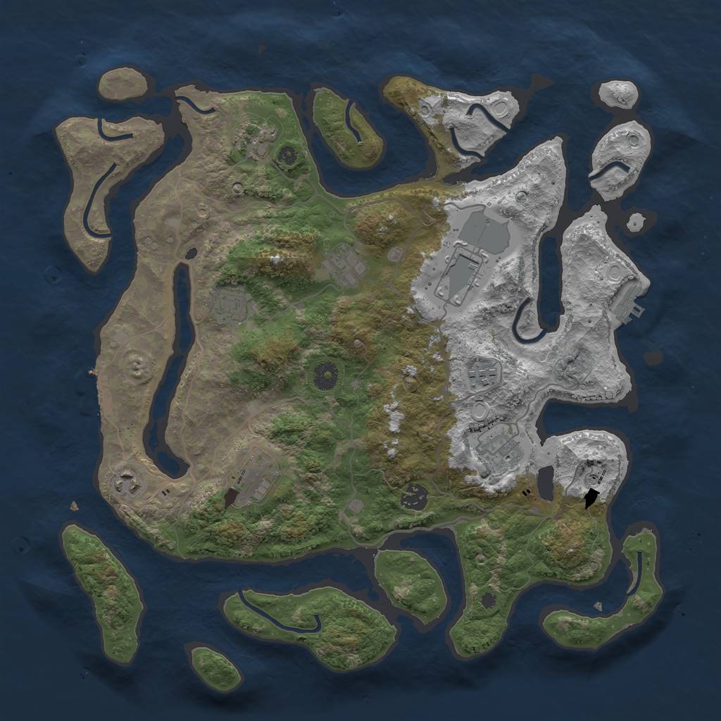 Rust Map: Procedural Map, Size: 4001, Seed: 80085, 20 Monuments