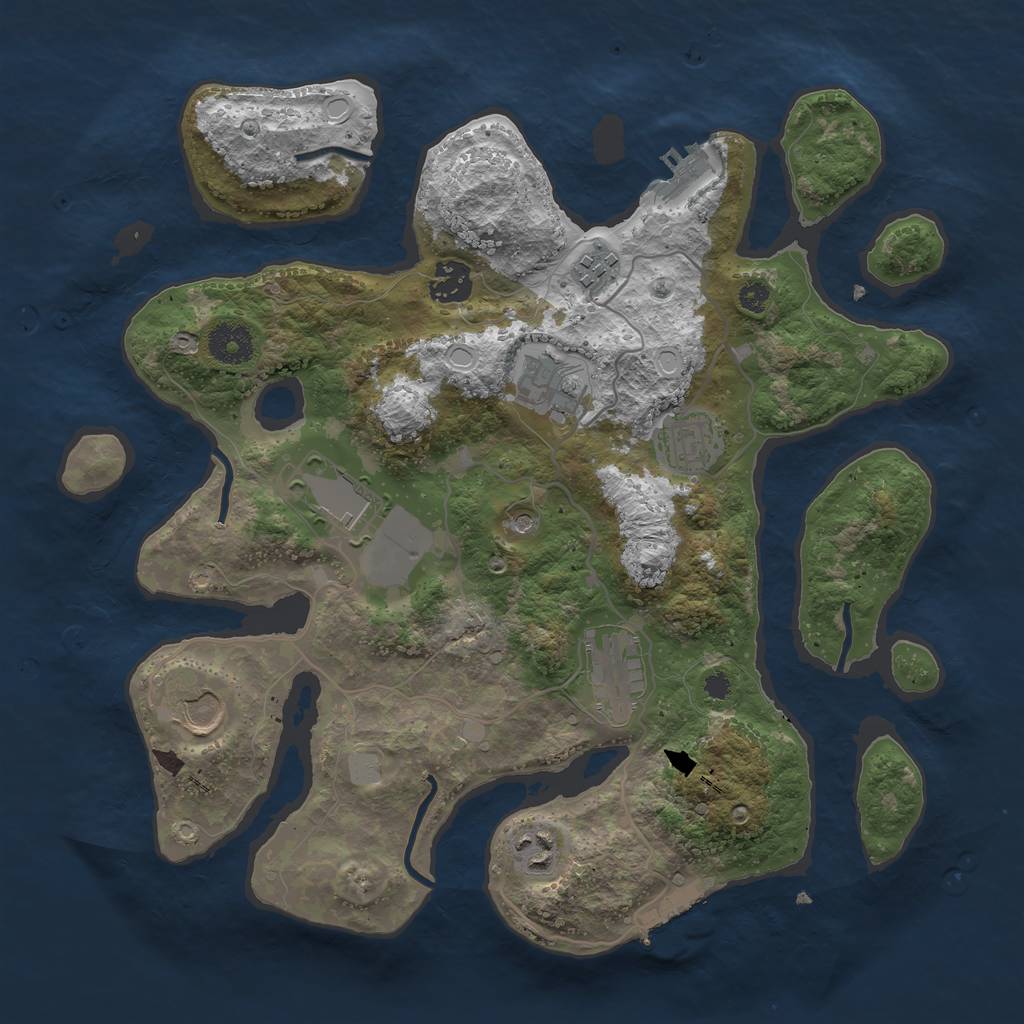 Rust Map: Procedural Map, Size: 3500, Seed: 385639, 16 Monuments