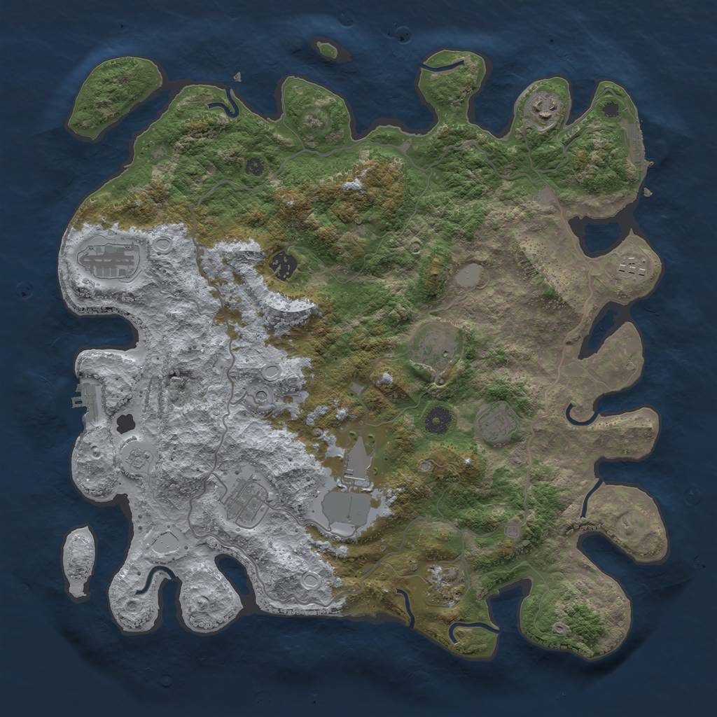 Rust Map: Procedural Map, Size: 4000, Seed: 4025, 16 Monuments