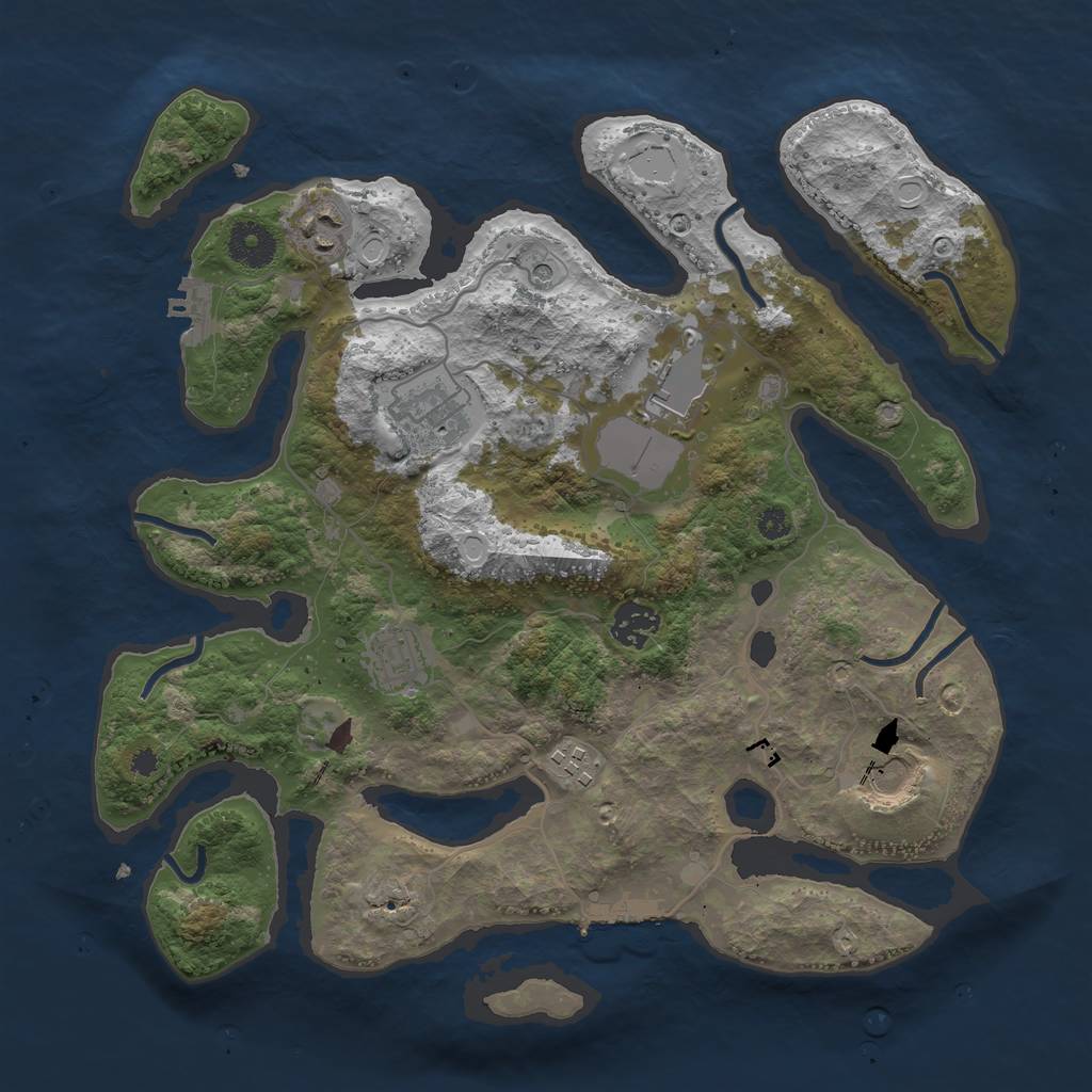 Rust Map: Procedural Map, Size: 3500, Seed: 659253124, 15 Monuments