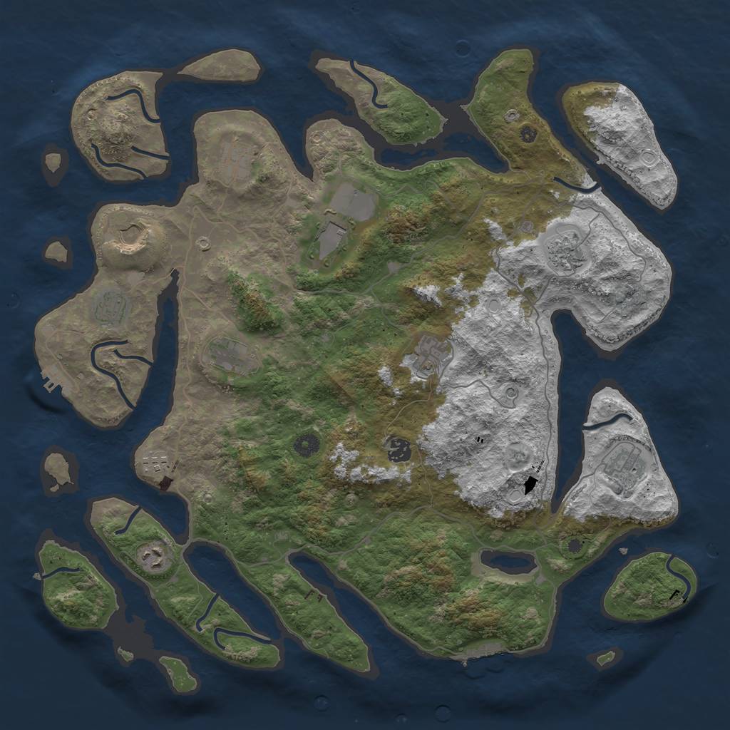 Rust Map: Procedural Map, Size: 4500, Seed: 874414467, 22 Monuments