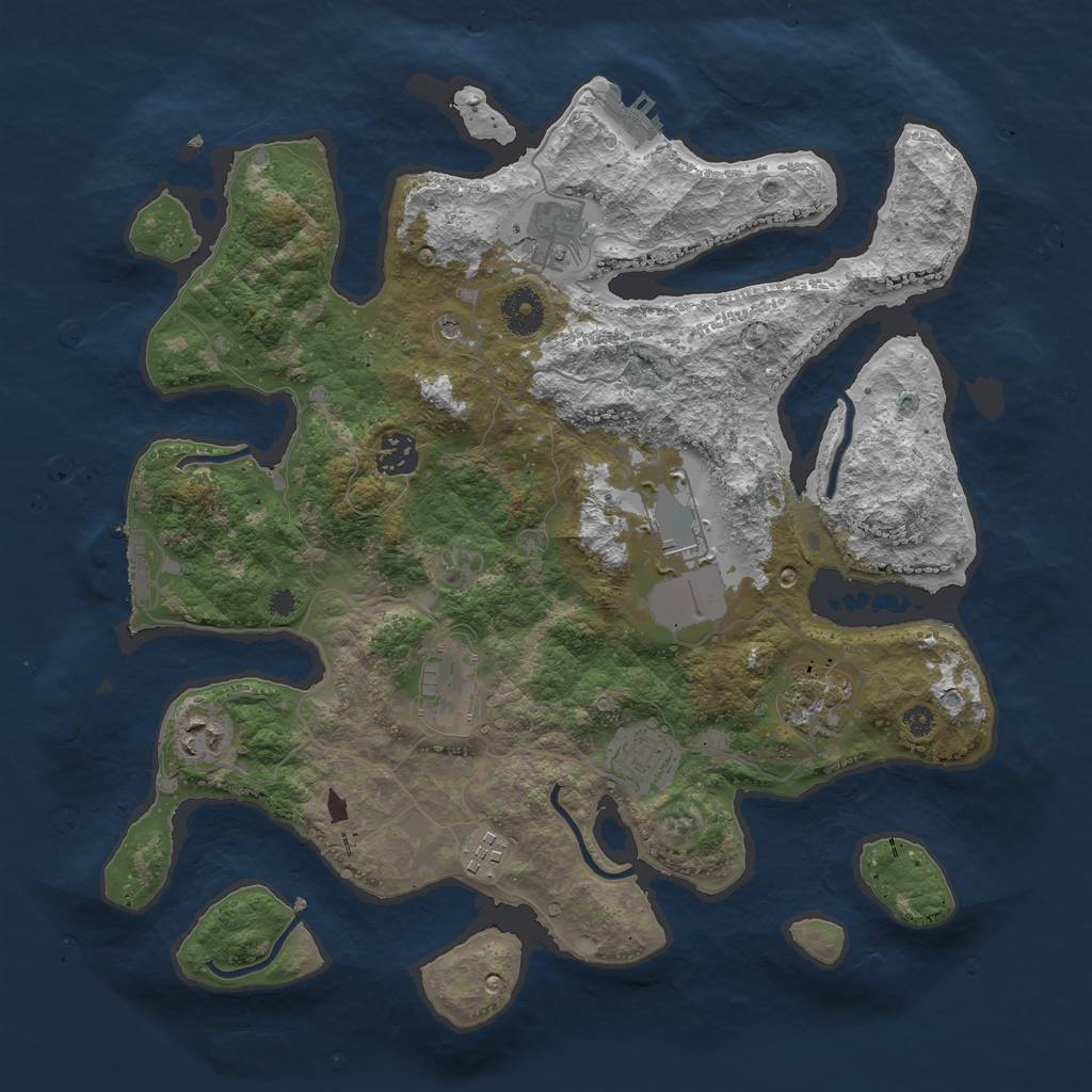 Rust Map: Procedural Map, Size: 3700, Seed: 2226113, 13 Monuments