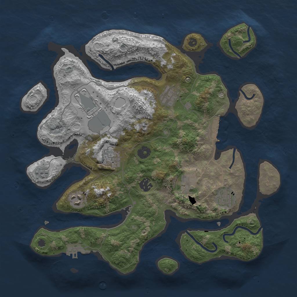 Rust Map: Procedural Map, Size: 3500, Seed: 23445, 18 Monuments