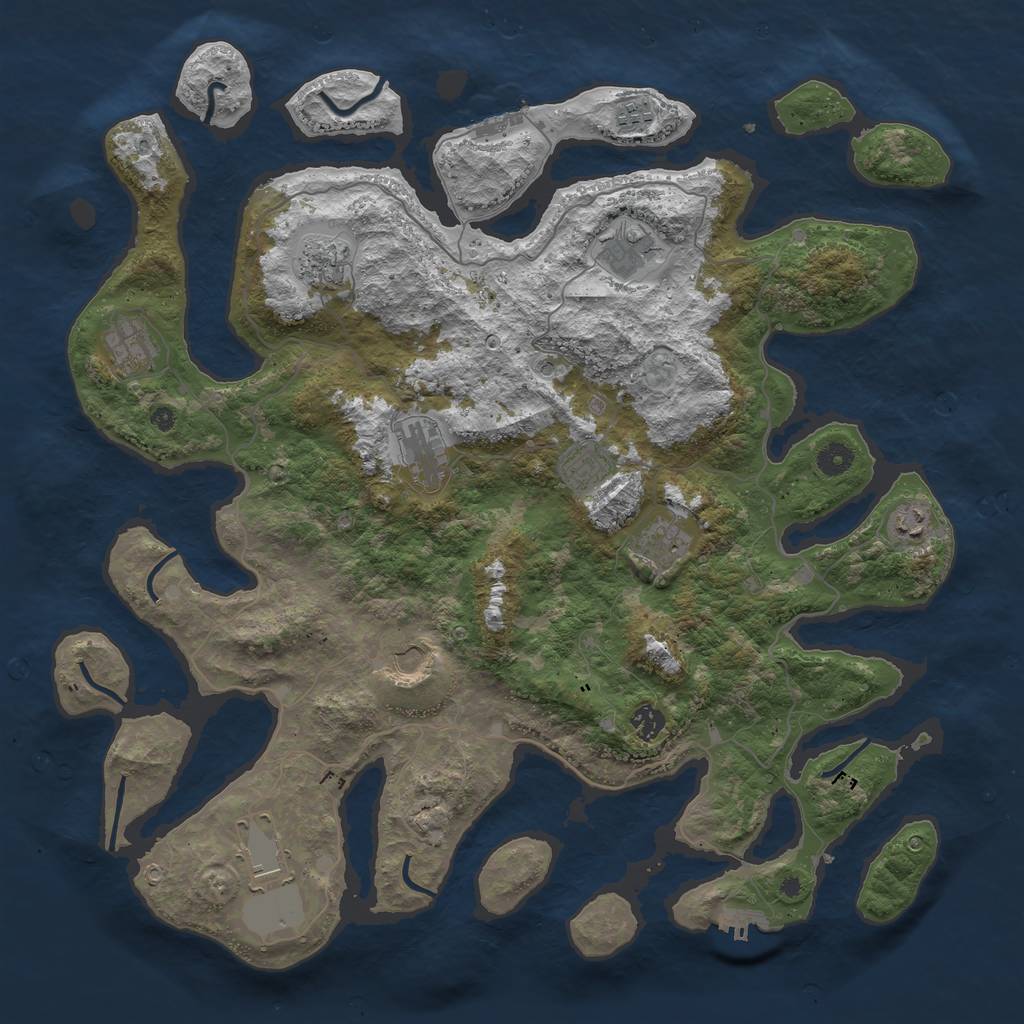Rust Map: Procedural Map, Size: 4500, Seed: 78546, 16 Monuments