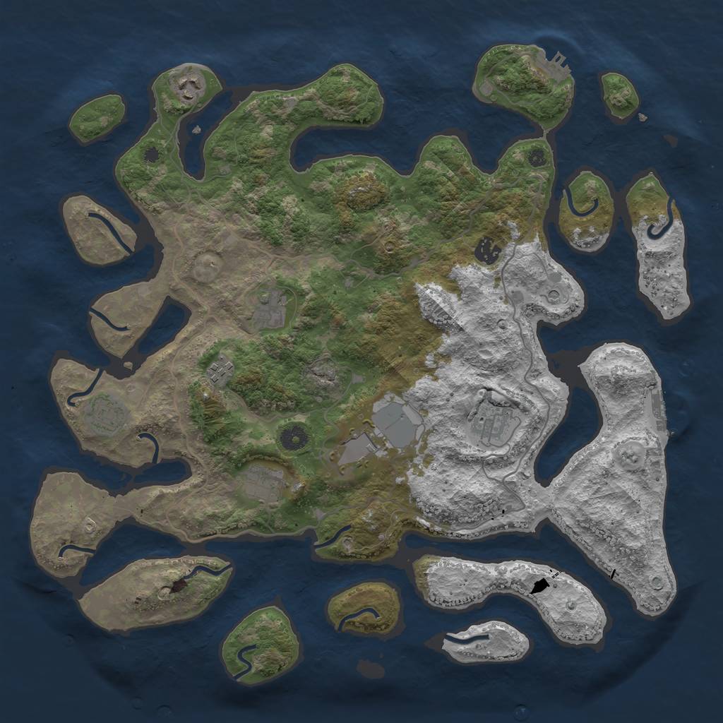 Rust Map: Procedural Map, Size: 4200, Seed: 228600812, 13 Monuments