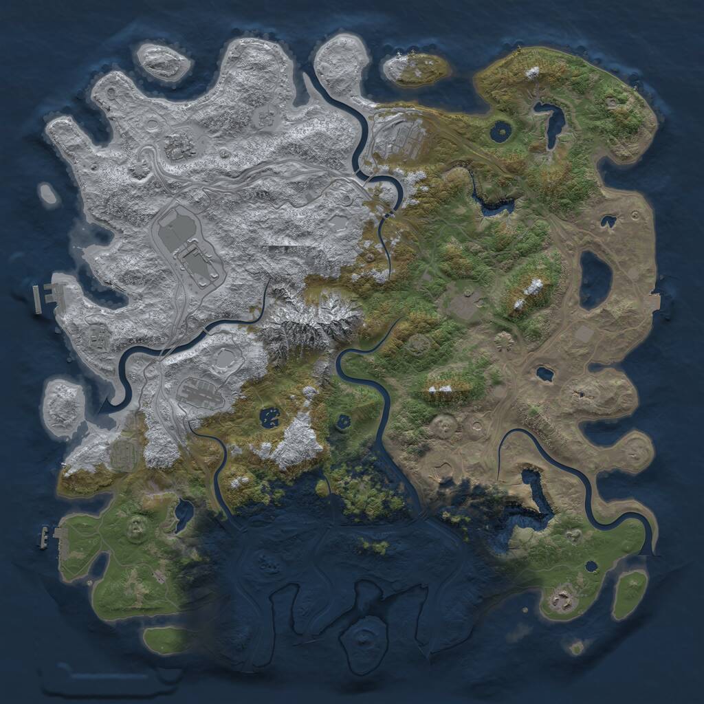 Rust Map: Procedural Map, Size: 5000, Seed: 2077234205, 16 Monuments