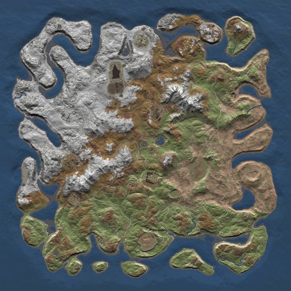 Rust Map: Procedural Map, Size: 5000, Seed: 2077234205, 15 Monuments