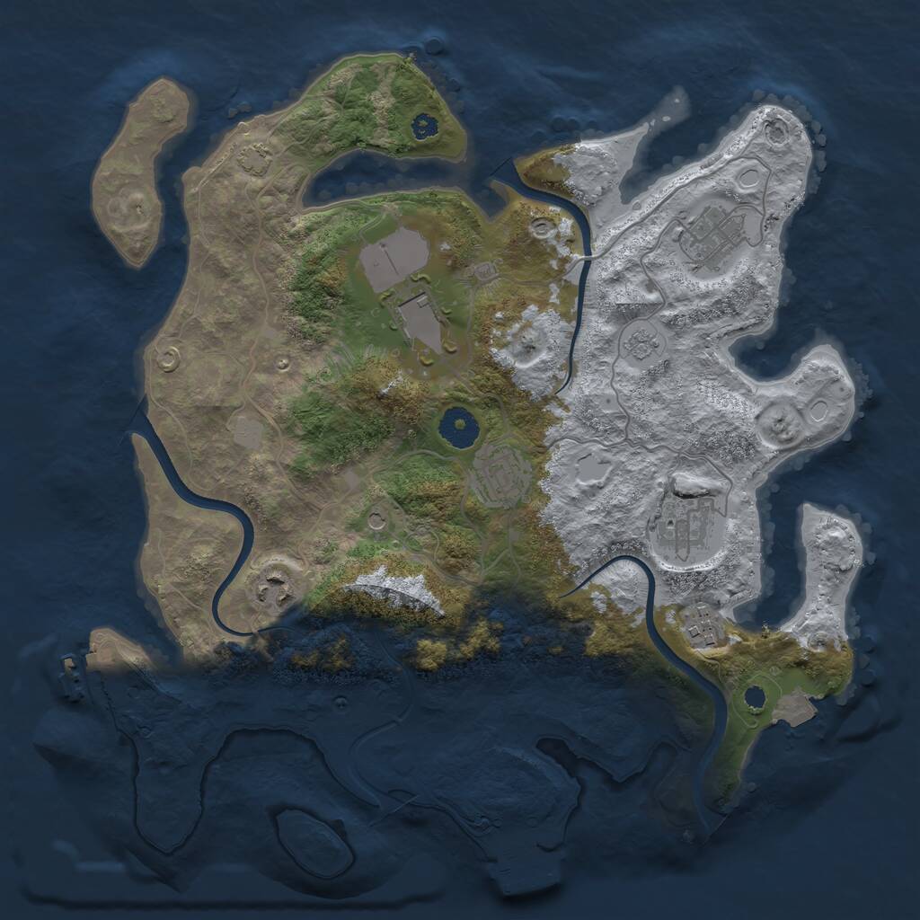 Rust Map: Procedural Map, Size: 3500, Seed: 80085, 12 Monuments