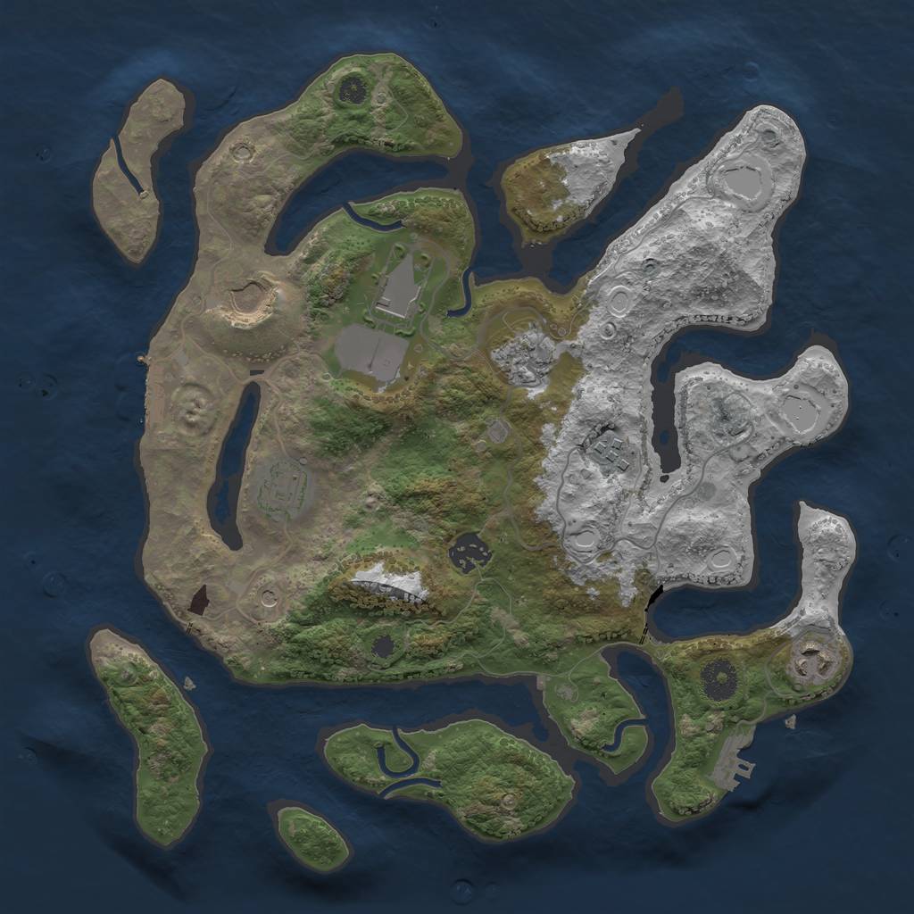 Rust Map: Procedural Map, Size: 3500, Seed: 80085, 18 Monuments