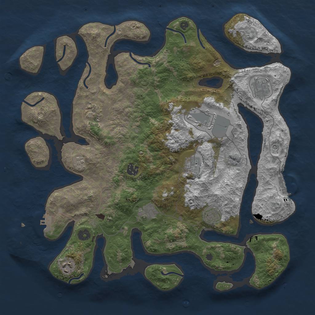 Rust Map: Procedural Map, Size: 3900, Seed: 21974102, 14 Monuments