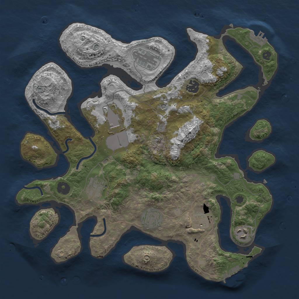 Rust Map: Procedural Map, Size: 3500, Seed: 491961725, 18 Monuments