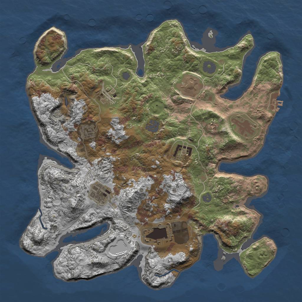 Rust Map: Procedural Map, Size: 3500, Seed: 2711, 13 Monuments