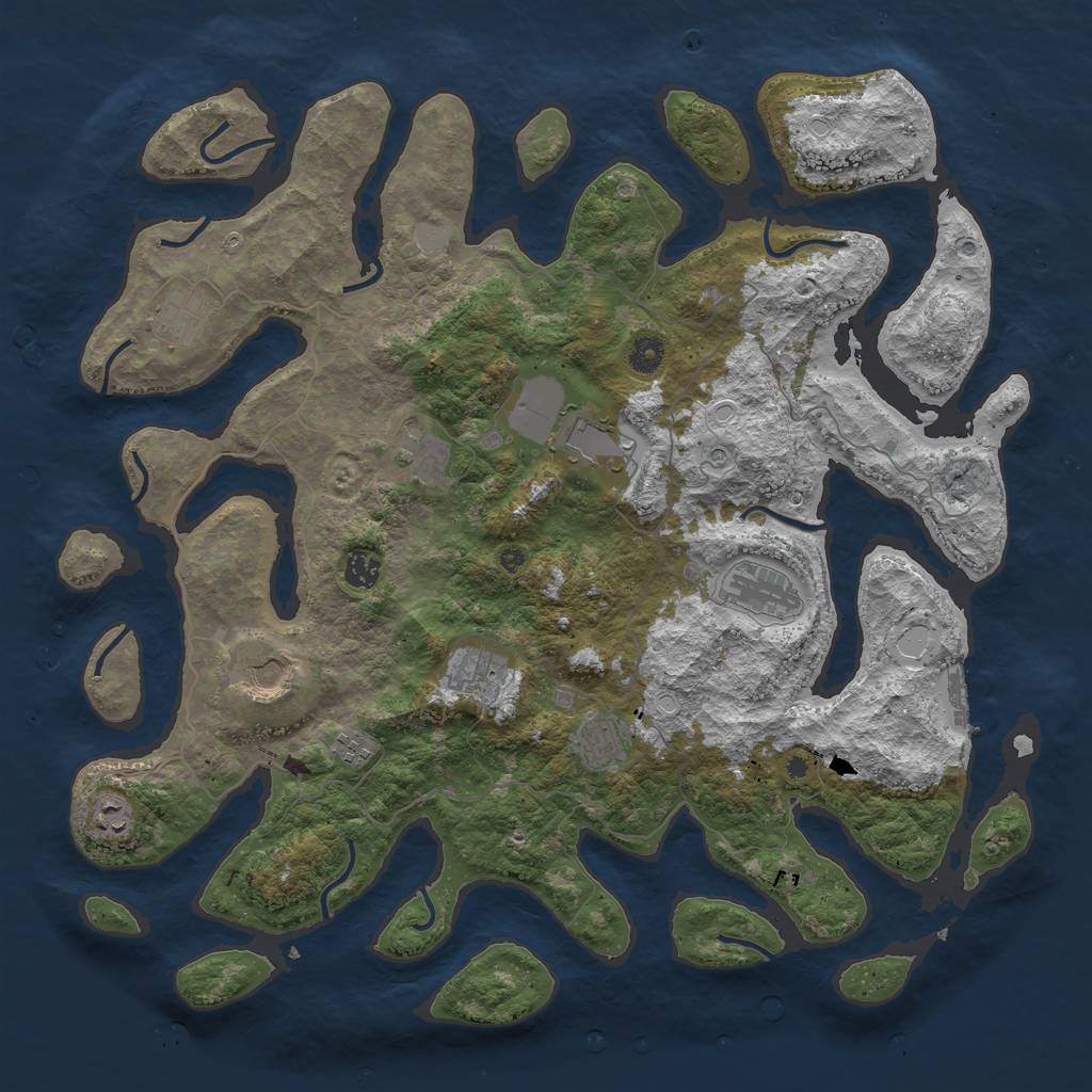 Rust Map: Procedural Map, Size: 4500, Seed: 1555212929, 17 Monuments