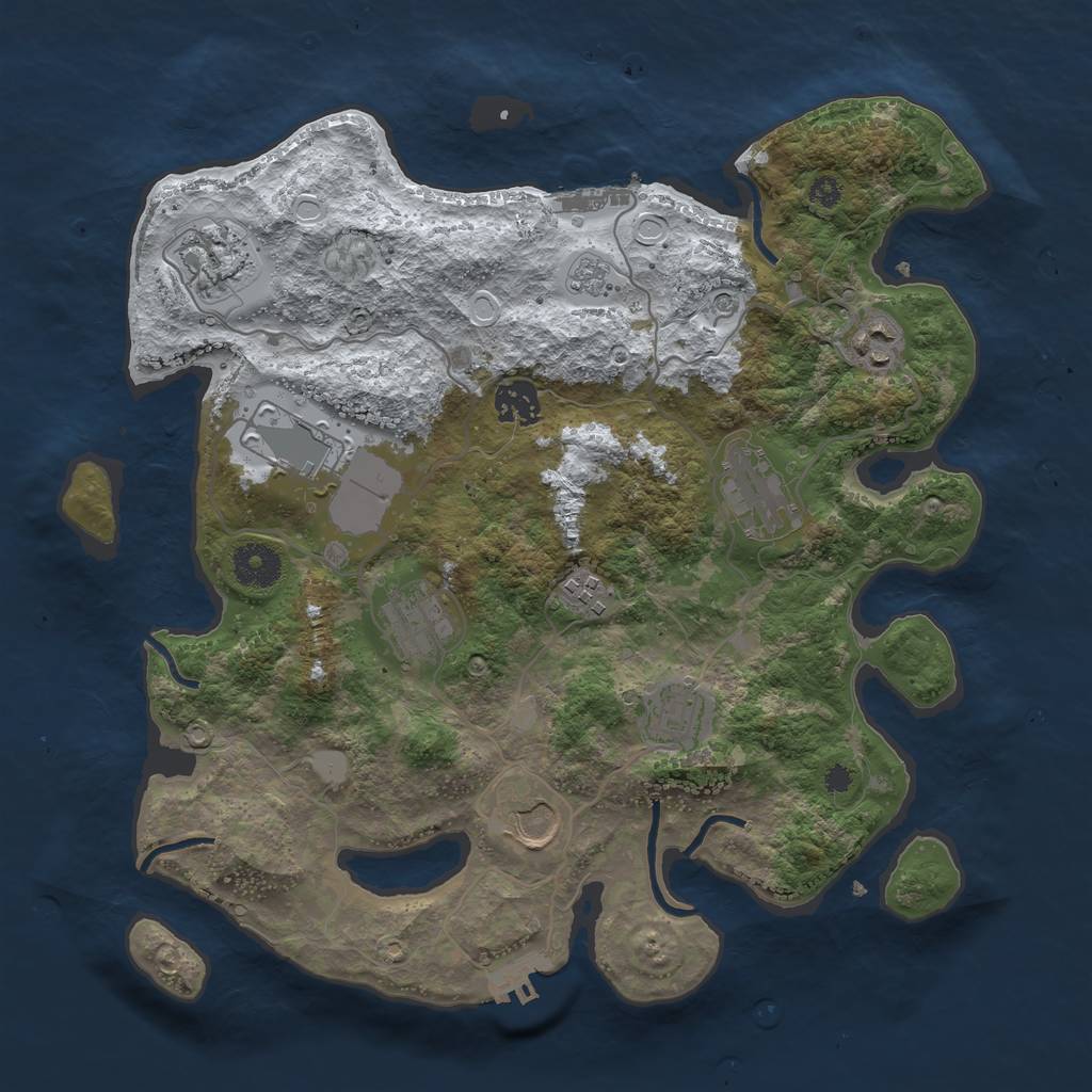Rust Map: Procedural Map, Size: 3500, Seed: 21552, 18 Monuments