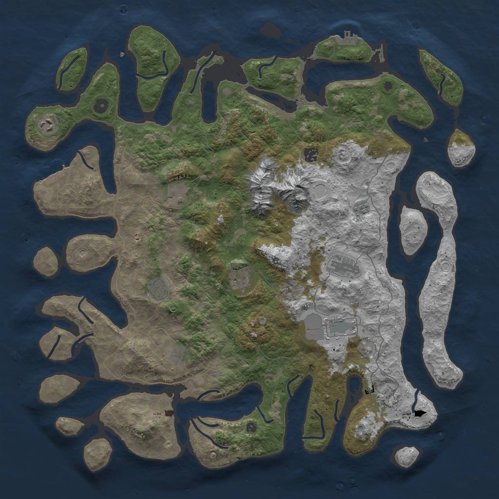 Rust Map: Procedural Map, Size: 5000, Seed: 140611, 18 Monuments