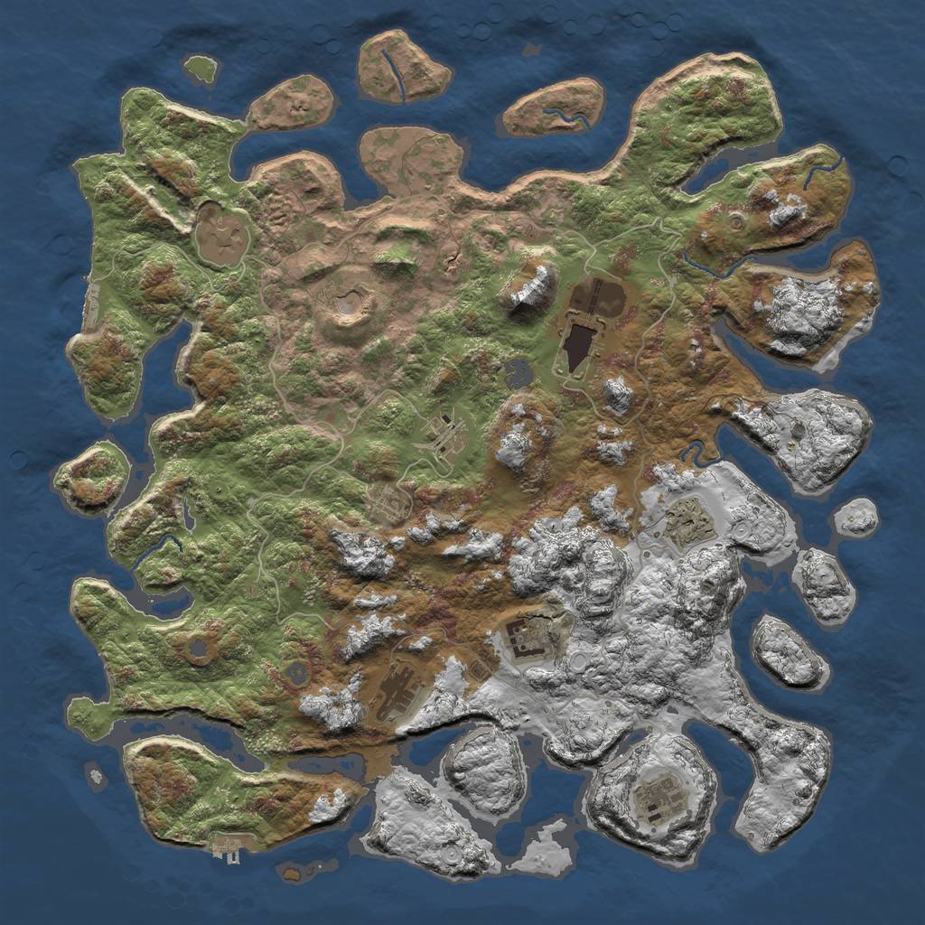 Rust Map: Procedural Map, Size: 4600, Seed: 21974082, 16 Monuments
