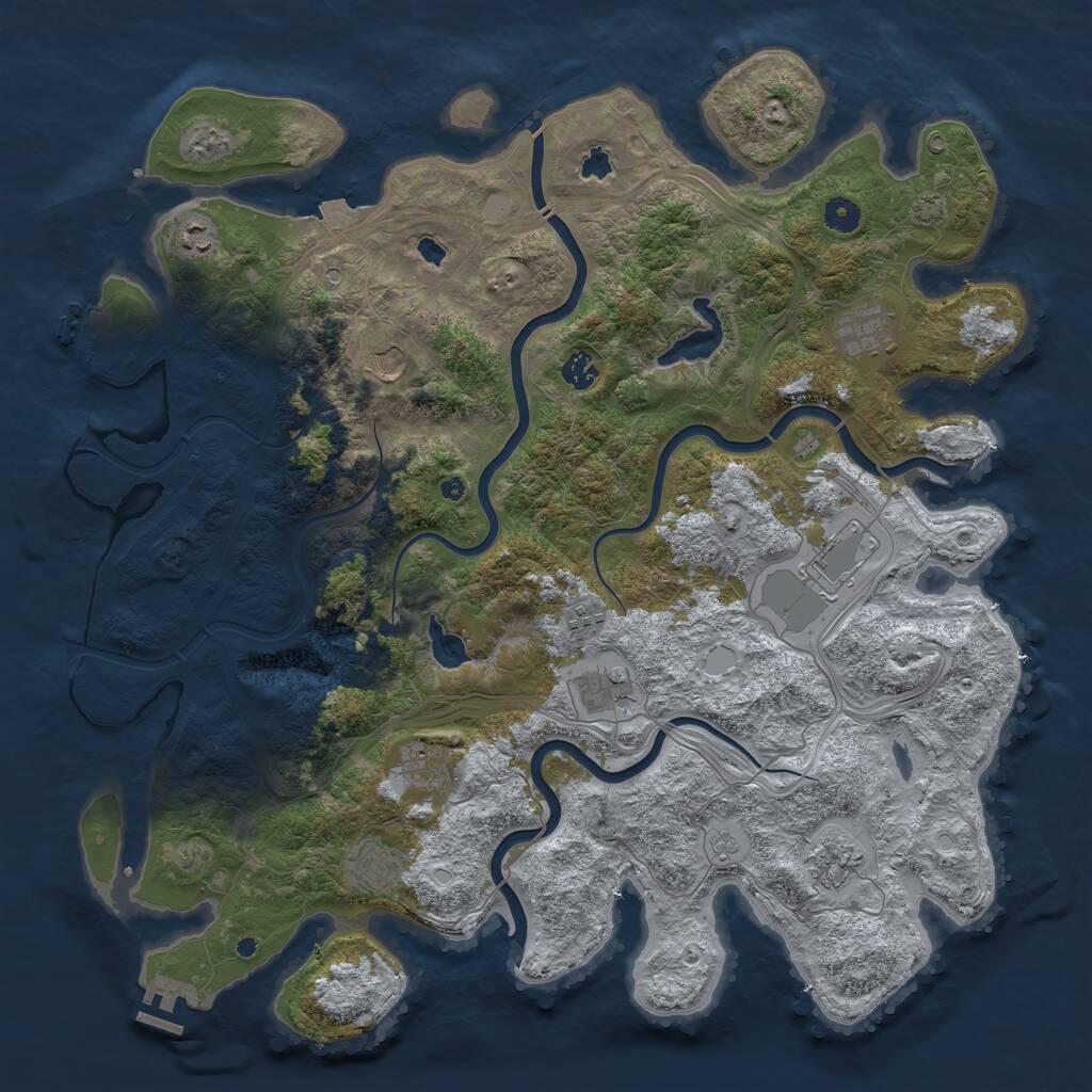 Rust Map: Procedural Map, Size: 4600, Seed: 21974082, 16 Monuments