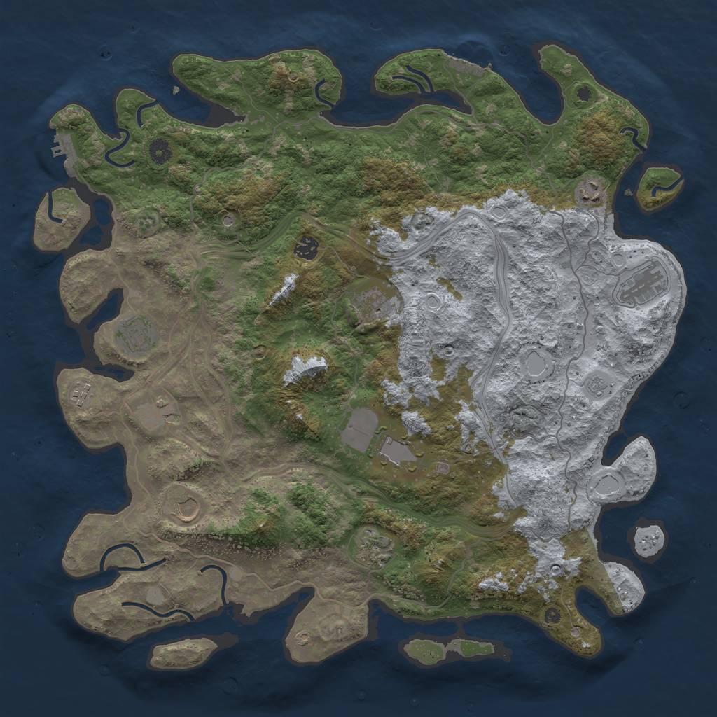 Rust Map: Procedural Map, Size: 4500, Seed: 1814111741, 17 Monuments