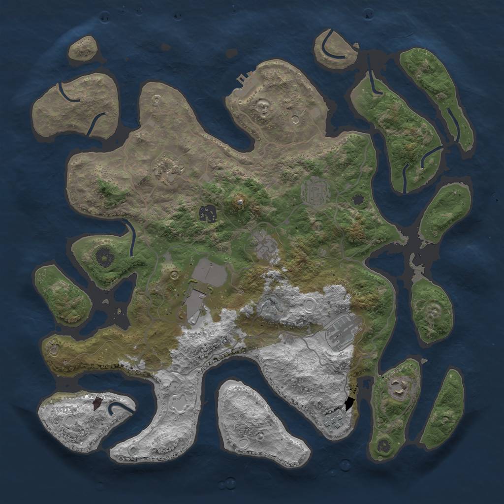 Rust Map: Procedural Map, Size: 4000, Seed: 166666, 18 Monuments