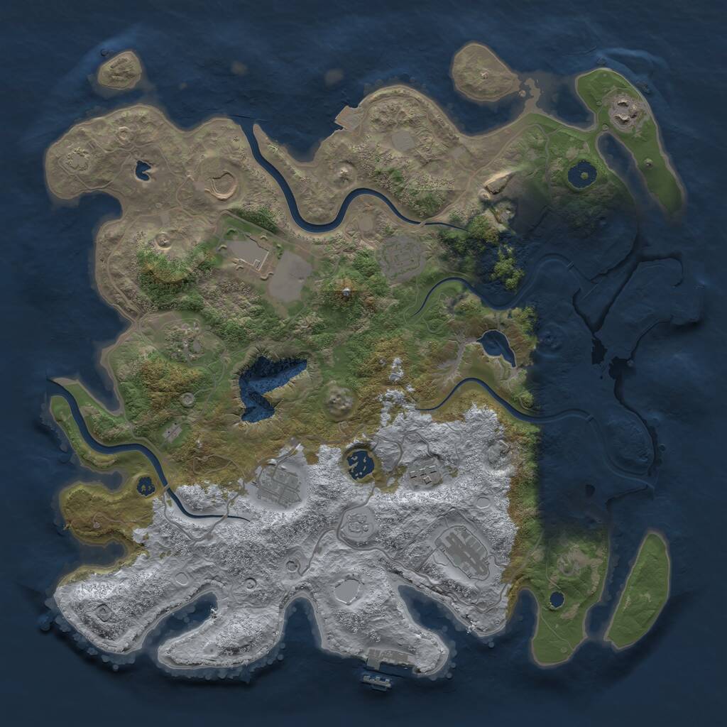 Rust Map: Procedural Map, Size: 4000, Seed: 166666, 16 Monuments