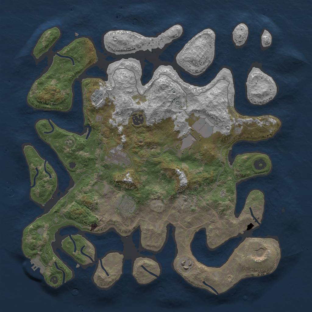 Rust Map: Procedural Map, Size: 4000, Seed: 123999890, 11 Monuments