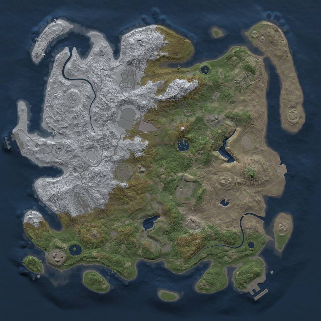 Rust Map: Procedural Map, Size: 4000, Seed: 1945, 14 Monuments